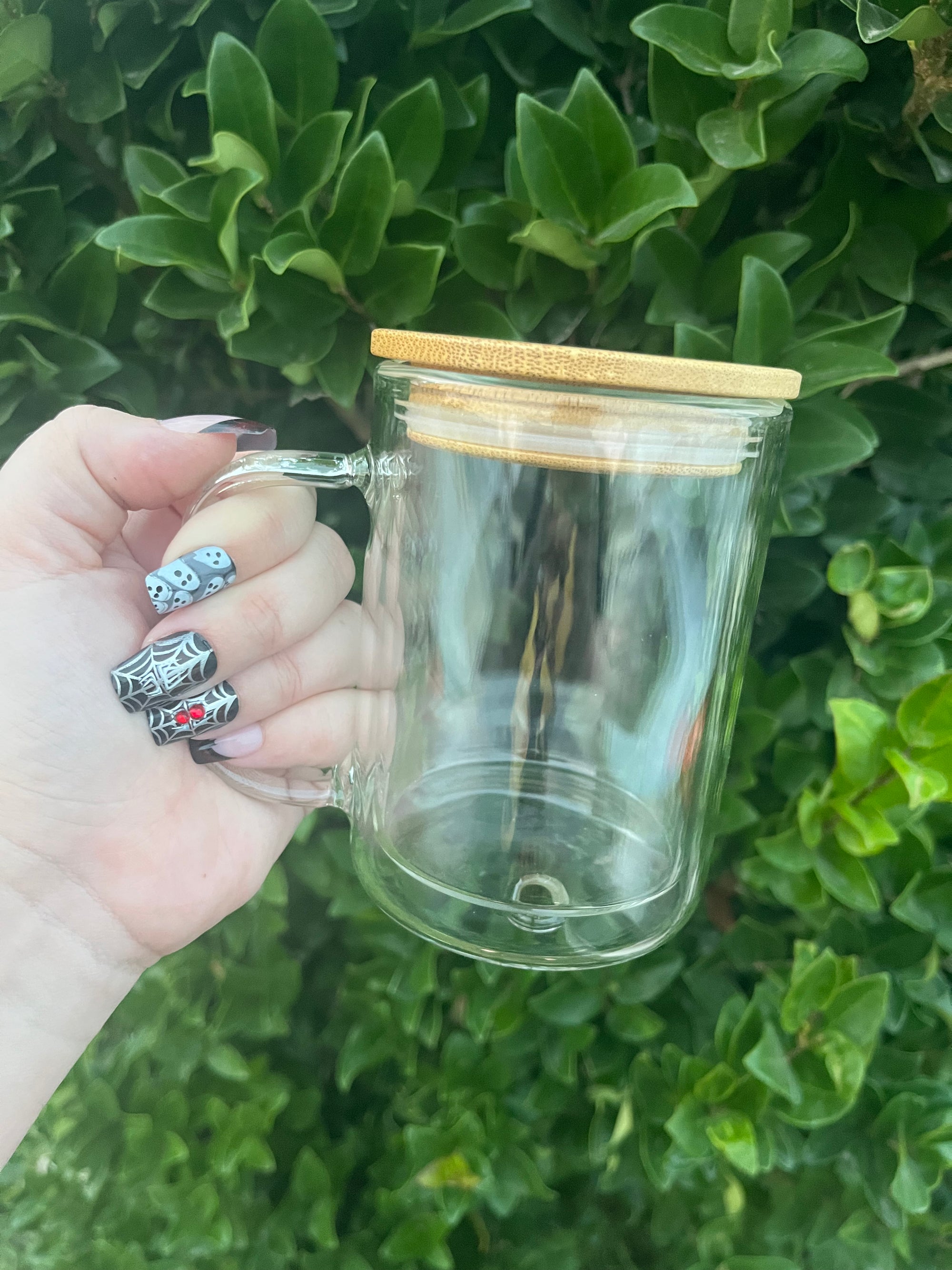 15 oz glass snowglobe mug