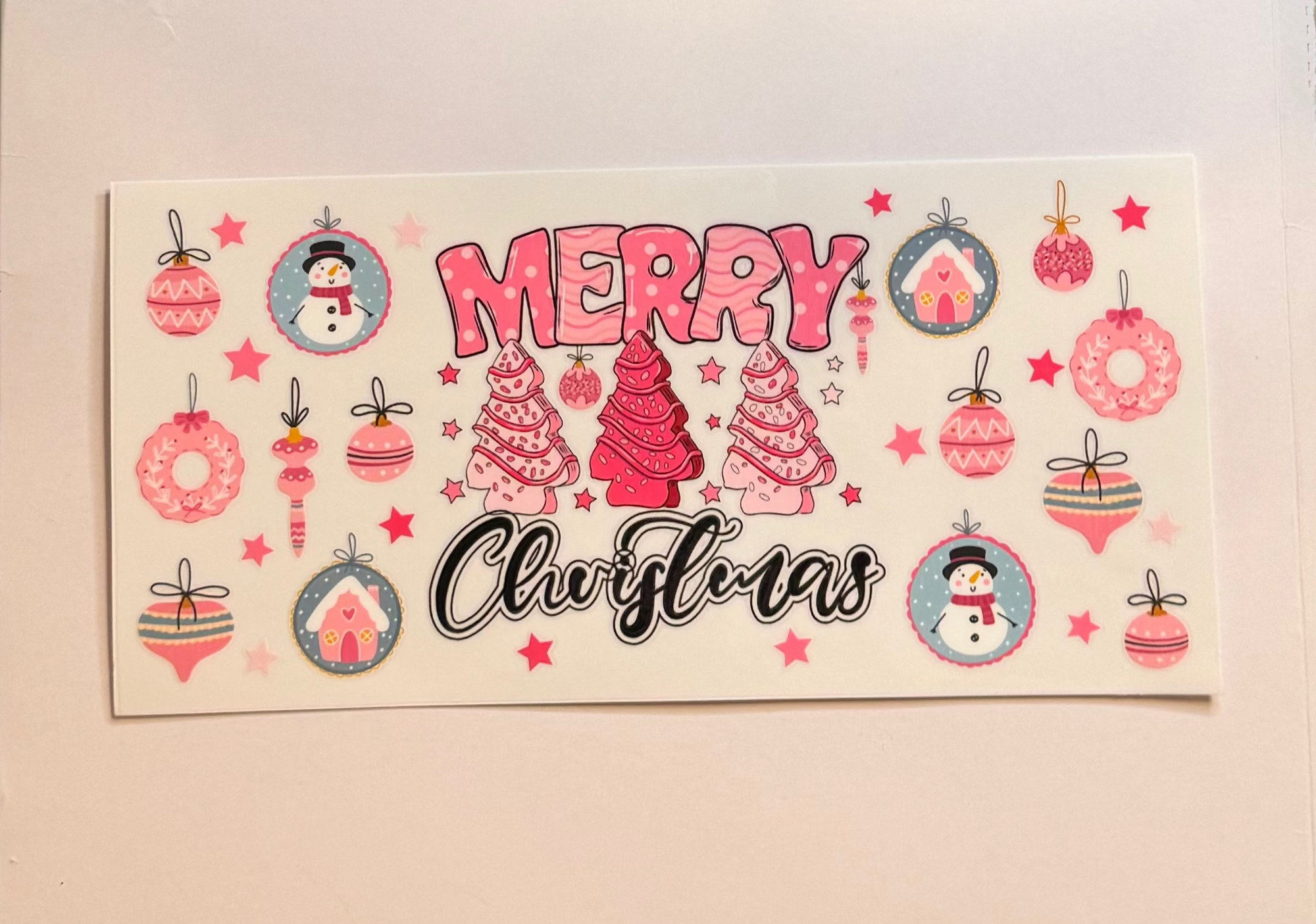 Merry Christmas pink tree cakes