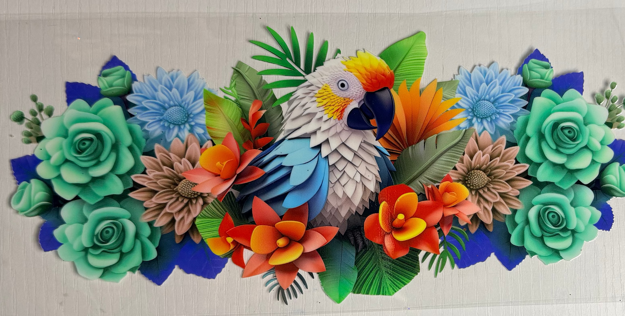 Parrots and flowers