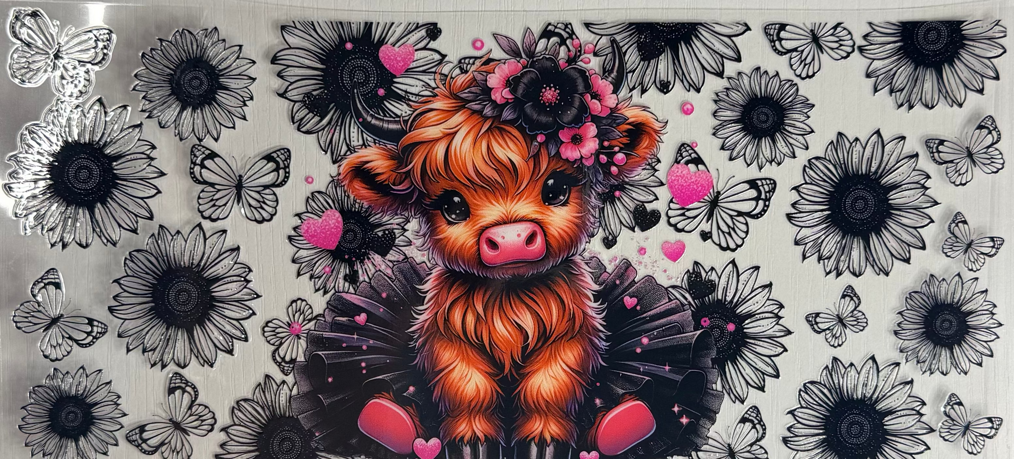 Black flowers and cows
