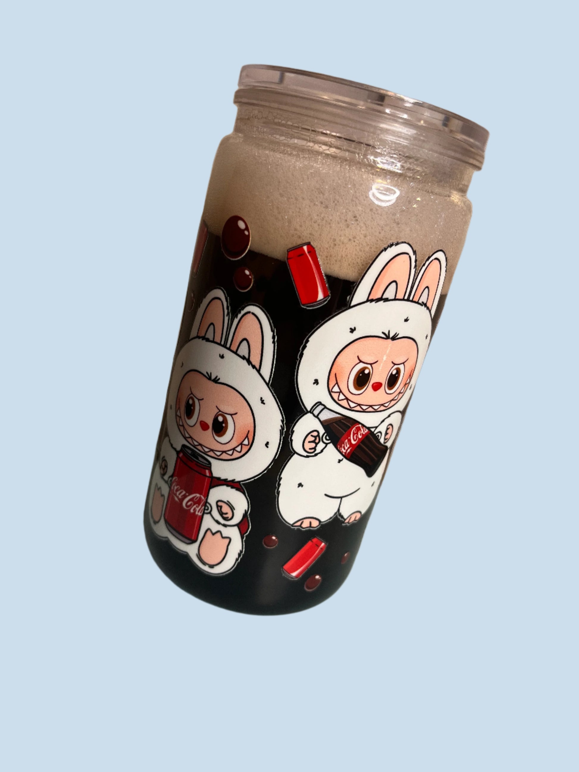 Labubu coke 16 oz acrylic snow globe tumbler